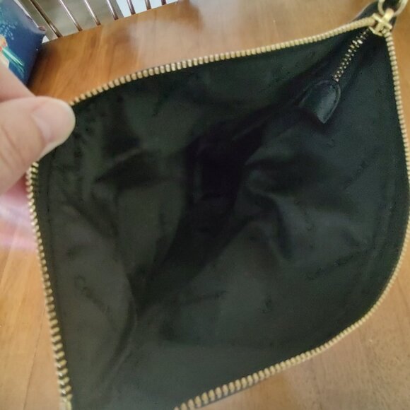 Calvin Klein Black Pebble Leather Fold Over Purse - Picture 5 of 9